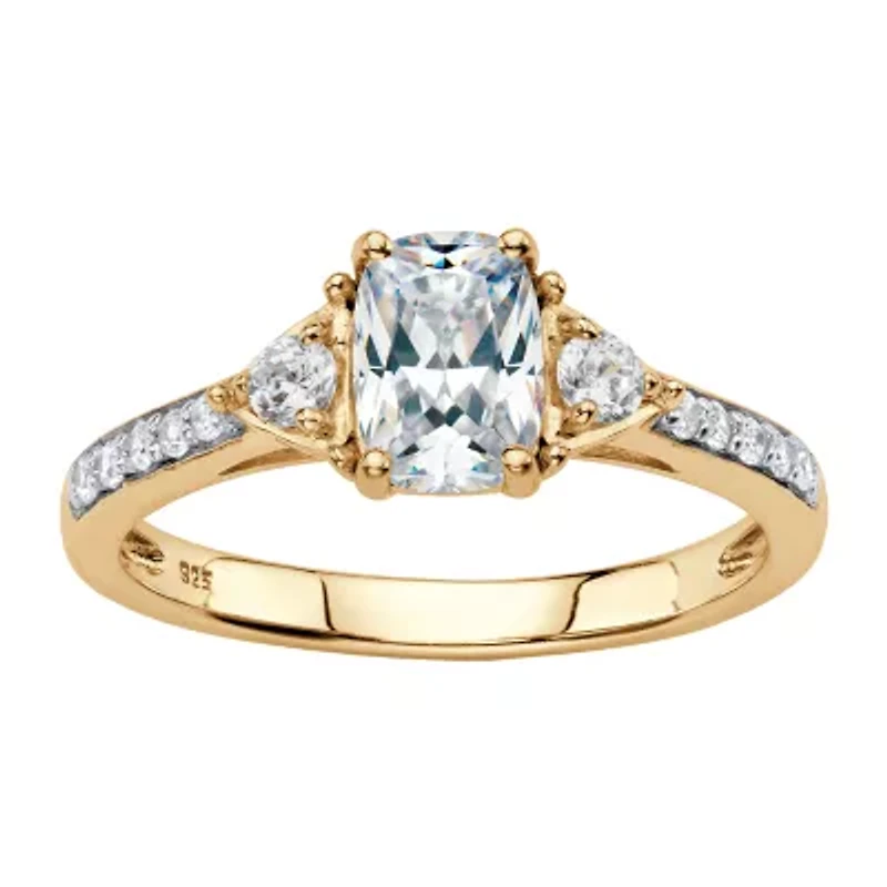 DiamonArt® Womens 1 3/4 CT. T.W. Lab Created White Sapphire 18K Gold Over Silver Rectangular Engagement Ring