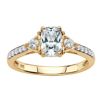 DiamonArt® Womens 1 3/4 CT. T.W. Lab Created White Sapphire 18K Gold Over Silver Rectangular Engagement Ring