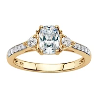 DiamonArt® Womens 1 3/4 CT. T.W. Lab Created White Sapphire 18K Gold Over Silver Rectangular Engagement Ring
