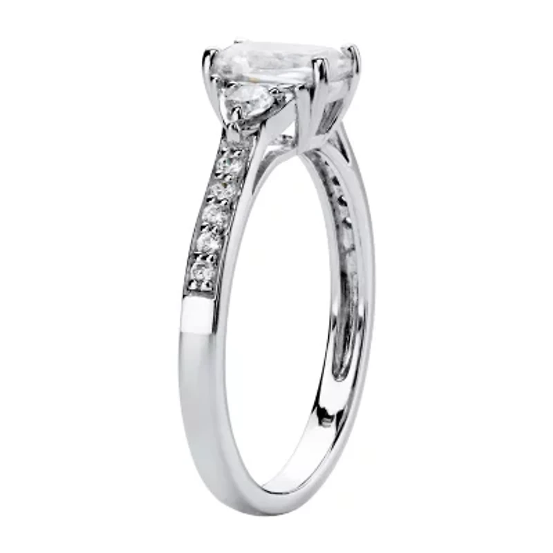 DiamonArt® Womens 1 3/4 CT. T.W. Lab Created White Sapphire Platinum Over Silver Rectangular Engagement Ring