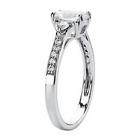 DiamonArt® Womens 1 3/4 CT. T.W. Lab Created White Sapphire Platinum Over Silver Rectangular Engagement Ring