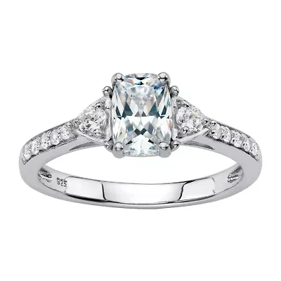 DiamonArt® Womens 1 3/4 CT. T.W. Lab Created White Sapphire Platinum Over Silver Rectangular Engagement Ring