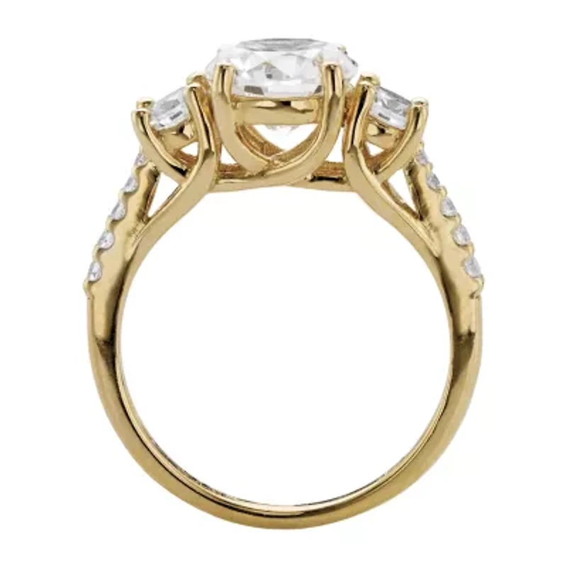 DiamonArt® Womens 2 1/2 CT. T.W. White Cubic Zirconia 18K Gold Over Silver Round Engagement Ring