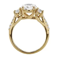 DiamonArt® Womens 2 1/2 CT. T.W. White Cubic Zirconia 18K Gold Over Silver Round Engagement Ring