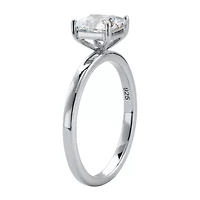 DiamonArt® Womens 1 1/6 CT. T.W. Lab Created White Sapphire Platinum Over Silver Square Engagement Ring