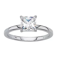 DiamonArt® Womens 1 1/6 CT. T.W. Lab Created White Sapphire Platinum Over Silver Square Engagement Ring