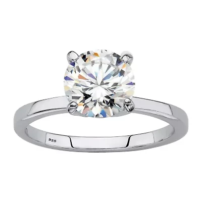 DiamonArt® Womens 1 7/8 CT. T.W. Lab Created White Sapphire Platinum Over Silver Round Engagement Ring