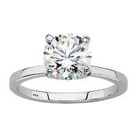 DiamonArt® Womens 1 7/8 CT. T.W. Lab Created White Sapphire Platinum Over Silver Round Engagement Ring