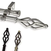 Rod Desyne Double 13/16" Adjustable Curtain with Marquise Finials