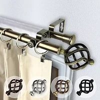 Rod Desyne Double 13/16" Adjustable Curtain with Twist Finials