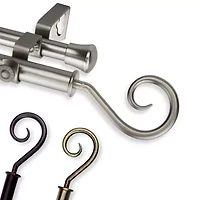 Rod Desyne Double 13/16" Adjustable Curtain with Curl Finials