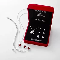 Sparkle Allure Light Up Box Womens Cubic Zirconia Pure Silver Over Brass Round 4-pc. Jewelry Set