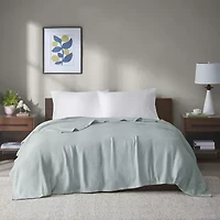 Madison Park Freshspun Basketweave 100% Cotton Blanket