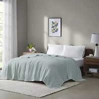 Madison Park Freshspun Basketweave 100% Cotton Blanket