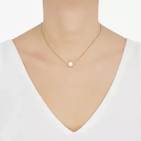 Womens White Cultured Freshwater Pearl 14K Gold Over Silver Heart 17 Inch Pendant Necklace