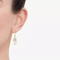 Womens White Cultured Freshwater Pearl 14K Gold Over Silver Drop Earrings