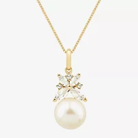 Womens White Cultured Freshwater Pearl 14K Gold Over Silver 18 Inch Pendant Necklace