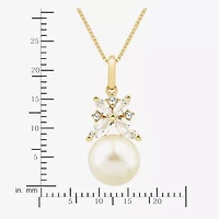 Womens White Cultured Freshwater Pearl 14K Gold Over Silver 18 Inch Pendant Necklace
