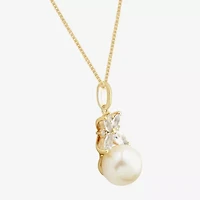 Womens White Cultured Freshwater Pearl 14K Gold Over Silver 18 Inch Pendant Necklace