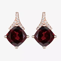 Genuine Red Garnet 14K Rose Gold Over Silver 13mm Stud Earrings
