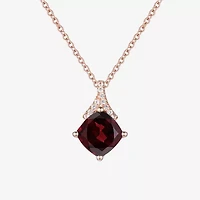 Womens Genuine Red Garnet 14K Rose Gold Over Silver 18 Inch Pendant Necklace