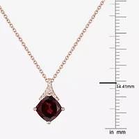 Womens Genuine Red Garnet 14K Rose Gold Over Silver 18 Inch Pendant Necklace