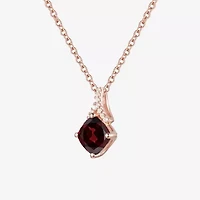 Womens Genuine Red Garnet 14K Rose Gold Over Silver 18 Inch Pendant Necklace