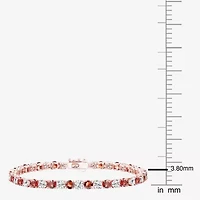 Womens Genuine Red Garnet 14K Rose Gold Over Silver Round 7 Inch Tennis Bracelet