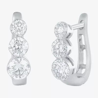 Floating Diamonds (F / Vs2) Womens 2 CT. T.W. Lab Grown White Diamond 14K White Gold 16.1mm Hoop Earrings