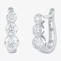 Floating Diamonds (F / Vs2) Womens 2 CT. T.W. Lab Grown White Diamond 14K White Gold 16.1mm Hoop Earrings