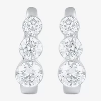 Floating Diamonds (F / Vs2) Womens 2 CT. T.W. Lab Grown White Diamond 14K White Gold 16.1mm Hoop Earrings