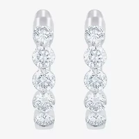 Floating Diamonds (F / Vs2) Womens 2 CT. T.W. Lab Grown White Diamond 14K White Gold 19.8mm Hoop Earrings