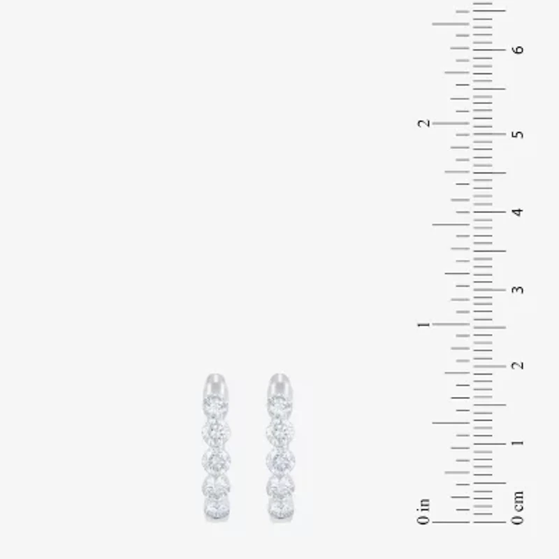 Floating Diamonds (F / Vs2) Womens 2 CT. T.W. Lab Grown White Diamond 14K White Gold 19.8mm Hoop Earrings