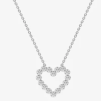 Floating Diamonds (F / Vs2) Womens 1 CT. T.W. Lab Grown White Diamond 14K White Gold Heart 18 Inch Pendant Necklace