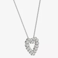 Floating Diamonds (F / Vs2) Womens 1 CT. T.W. Lab Grown White Diamond 14K White Gold Heart 18 Inch Pendant Necklace