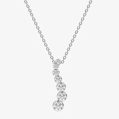 Floating Diamonds (F / Vs2) Womens 1 CT. T.W. Lab Grown White Diamond 14K White Gold 18 Inch Pendant Necklace