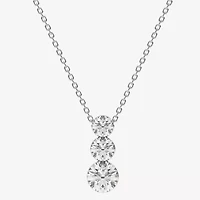 Floating Diamonds (F / Vs2) Womens CT. T.W. Lab Grown White Diamond 14K White Gold Round 18 Inch Pendant Necklace