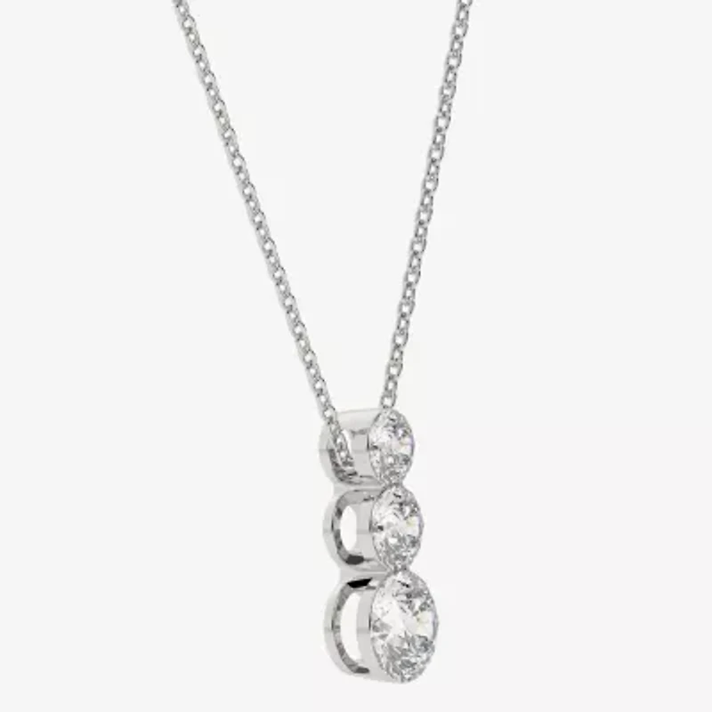 Floating Diamonds (F / Vs2) Womens CT. T.W. Lab Grown White Diamond 14K White Gold Round 18 Inch Pendant Necklace