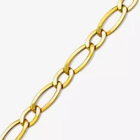 Womens 10K Gold 7.5 Inch Hollow Figaro Chain Bracelet