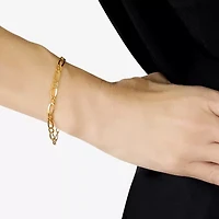 Womens 10K Gold 7.5 Inch Hollow Figaro Chain Bracelet