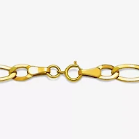 Womens 10K Gold 7.5 Inch Hollow Figaro Chain Bracelet