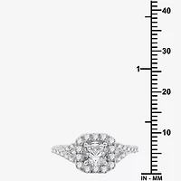 Yes, Please! Womens Lab Created White Sapphire Sterling Silver Cushion Cocktail Ring