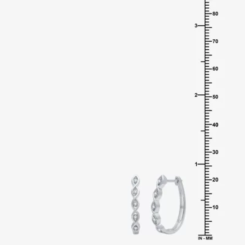 Yes, Please! Womens 1/10 CT. T.W. Lab Grown White Diamond Sterling Silver 21.4mm Round Hoop Earrings