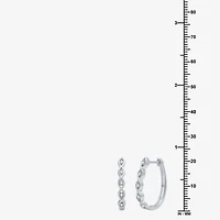 Yes, Please! Womens 1/10 CT. T.W. Lab Grown White Diamond Sterling Silver 21.4mm Round Hoop Earrings