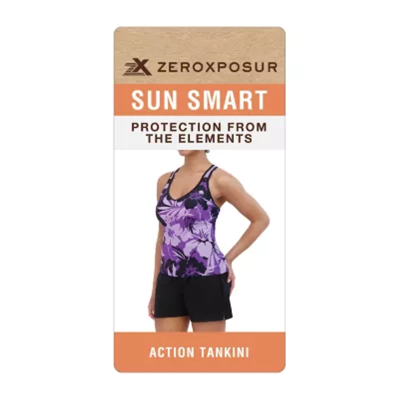 ZeroXposur Womens Built In Bra Tankini Swimsuit Top