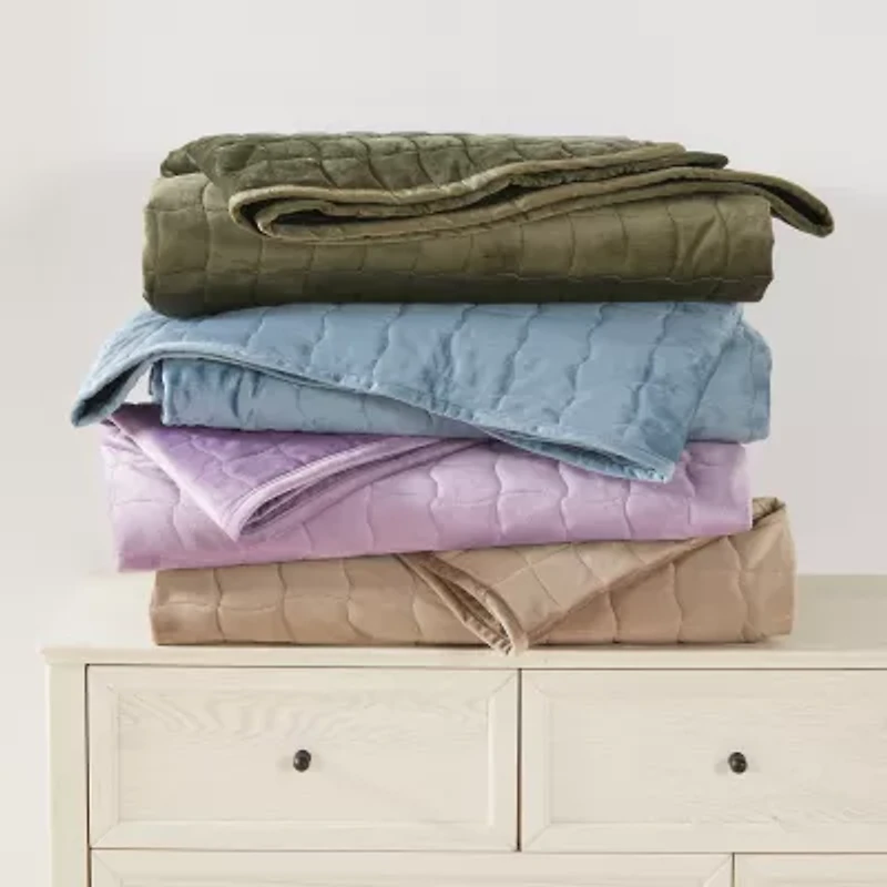 Linery Box-Stitched Dual-Side Velvet Quilt Set