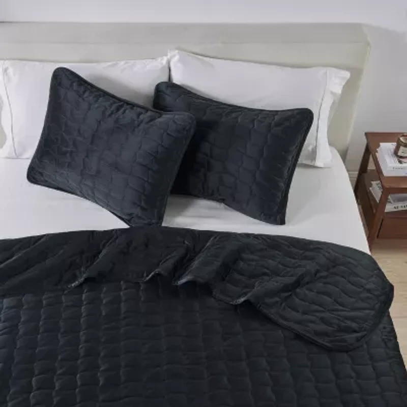 Linery Box-Stitched Dual-Side Velvet Quilt Set