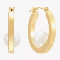 Womens Dyed White 10K Gold 17mm Hoop Earrings