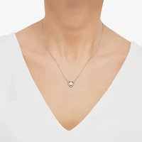 Womens White Cultured Freshwater Pearl Sterling Silver Heart 18 Inch Pendant Necklace