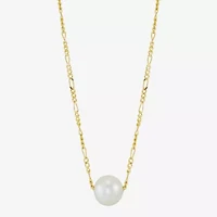 Womens White Cultured Freshwater Pearl 14K Gold Over Silver Heart 17 Inch Pendant Necklace